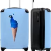 NoBoringSuitcases.com® Koffer - Reiskoffer Met Wielen - Pauw - IJshoorntjes - Blauw - IJs - Vogel - Handbagage Trolley - Past Binnen 55x40x20 Cm En 55x35x25 Cm - Fotokoffer