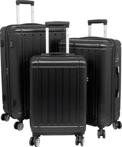 Travelsuitcase - Parma- Losse Reiskoffer - Polycarbonaat- Zwart - Hoogglans - Maat S / 42 Liter