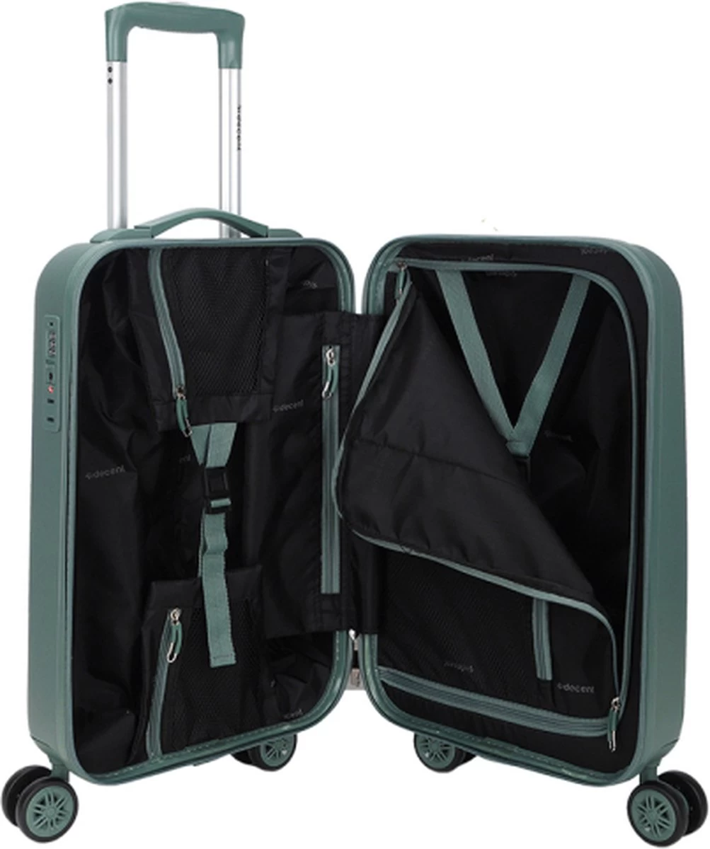 Decent Handbagage Koffer / Trolley / Reiskoffer - 55 Cm - 38 Liter - ABS - Tranporto - Groen 2 Decent Handbagage Koffer / Trolley / Reiskoffer - 55 Cm - 38 Liter - ABS - Tranporto - Groen - Afbeelding 2