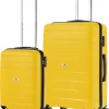 TravelZ Big Bars Kofferset - Trolleyset TSA 2-delig - Handbagage En Groot - Geel
