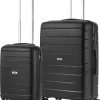 TravelZ Big Bars Kofferset - Trolleyset TSA 2-delig - Handbagage En Groot - Zwart