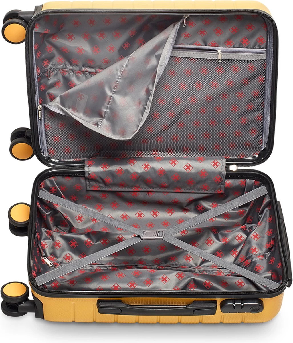 Swiss Alpine 2.0 - Handbagage Koffer - 55x35x20 Cm - 4 Wielen - Geel 3 Swiss Alpine 2.0 - Handbagage Koffer - 55x35x20 Cm - 4 Wielen - Geel - Afbeelding 3