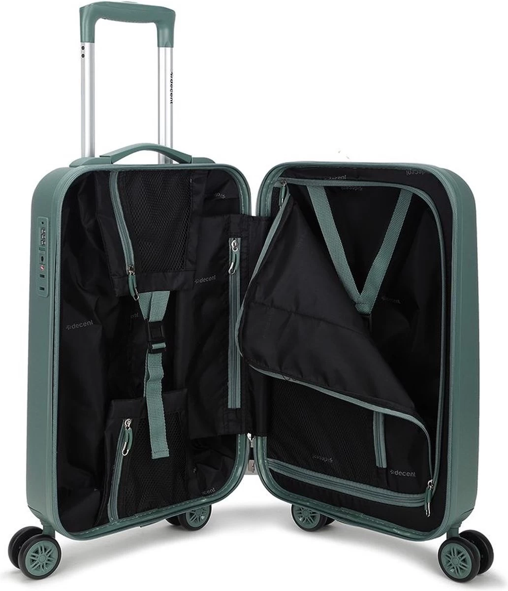 Decent Handbagage Koffer / Trolley / Reiskoffer - 55 Cm - 38 Liter - ABS - Tranporto - Groen 14 Decent Handbagage Koffer / Trolley / Reiskoffer - 55 Cm - 38 Liter - ABS - Tranporto - Groen - Afbeelding 14