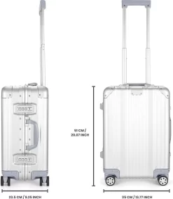 Aluminium Handbagage Koffer Mozzel Darrow - Reiskoffer Met Wielen - 51cm - Harde Koffer - Zilver -Reisopslagwinkel 1048x1200 2