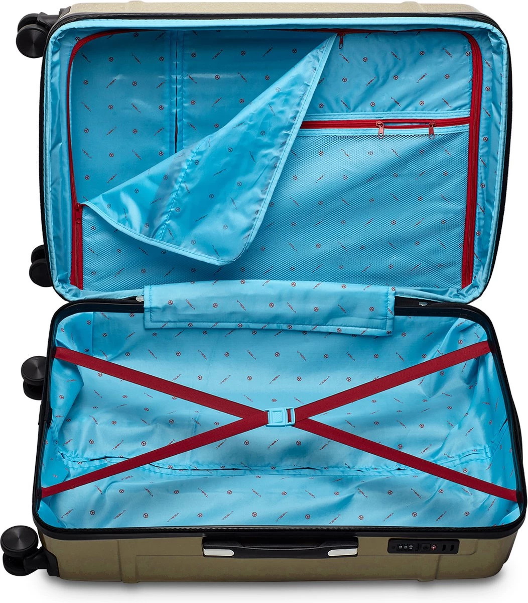 Tesla - Kofferset - 3-delig - 4 Wielen - Cijferslot - Goud 3 Tesla - Kofferset - 3-delig - 4 Wielen - Cijferslot - Goud - Afbeelding 3