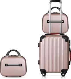 Monzana Hardcase Kofferset 4 Delig - Baseline Beautycase/M/L/XL - Rosé -Reisopslagwinkel 1072x1200 3