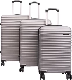 Tobeyz - Kofferset - 3-delig Grijs Handbagage - Verrijdbaar Op 4 Wielen - Stevig ABS - Lichtgewicht, Hardshell