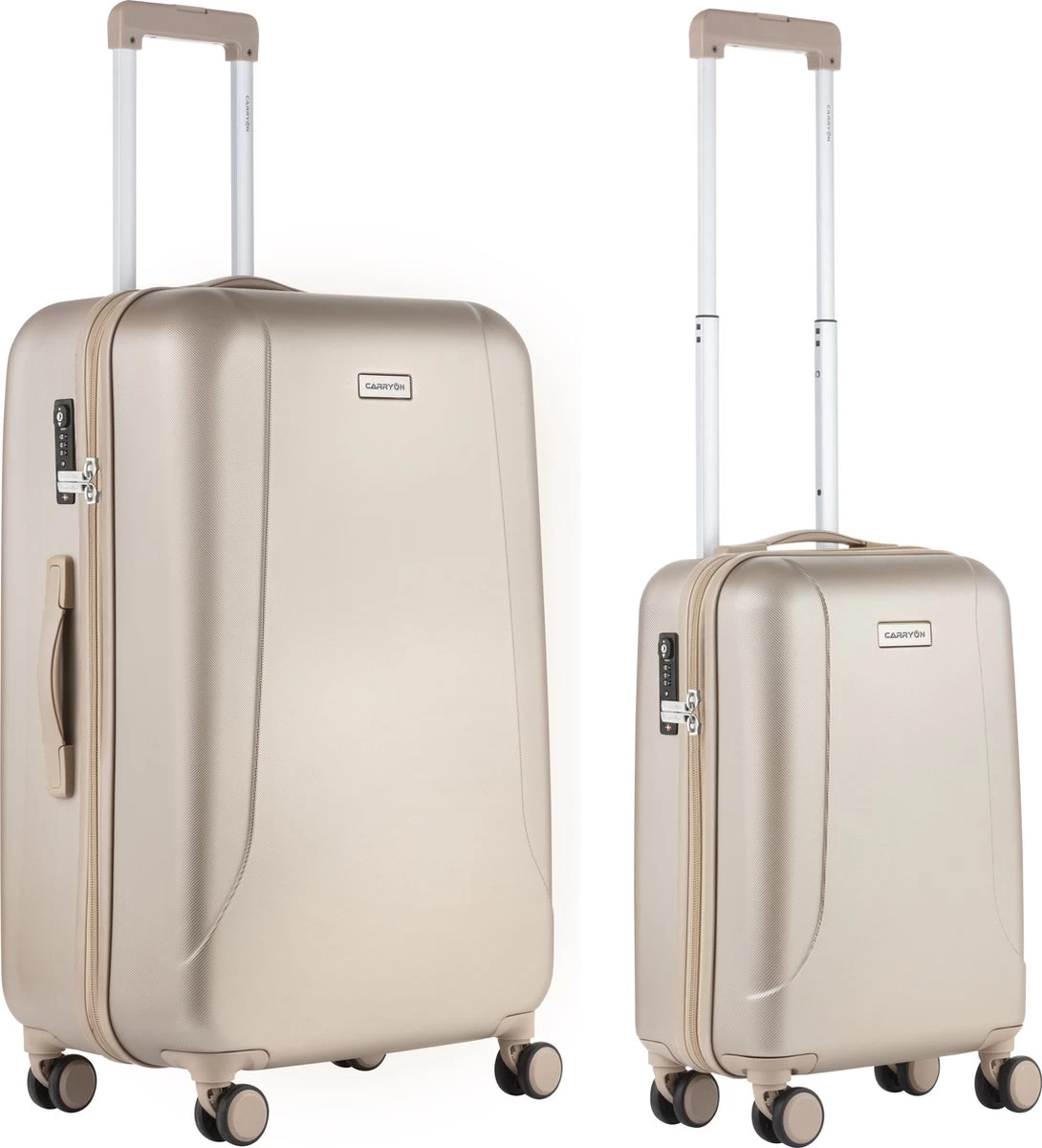 CarryOn Skyhopper Kofferset – TSA Handbagage + Reiskoffer 78cm – Dubbele Wielen - Champagne 1 CarryOn Skyhopper Kofferset – TSA Handbagage + Reiskoffer 78cm – Dubbele Wielen - Champagne