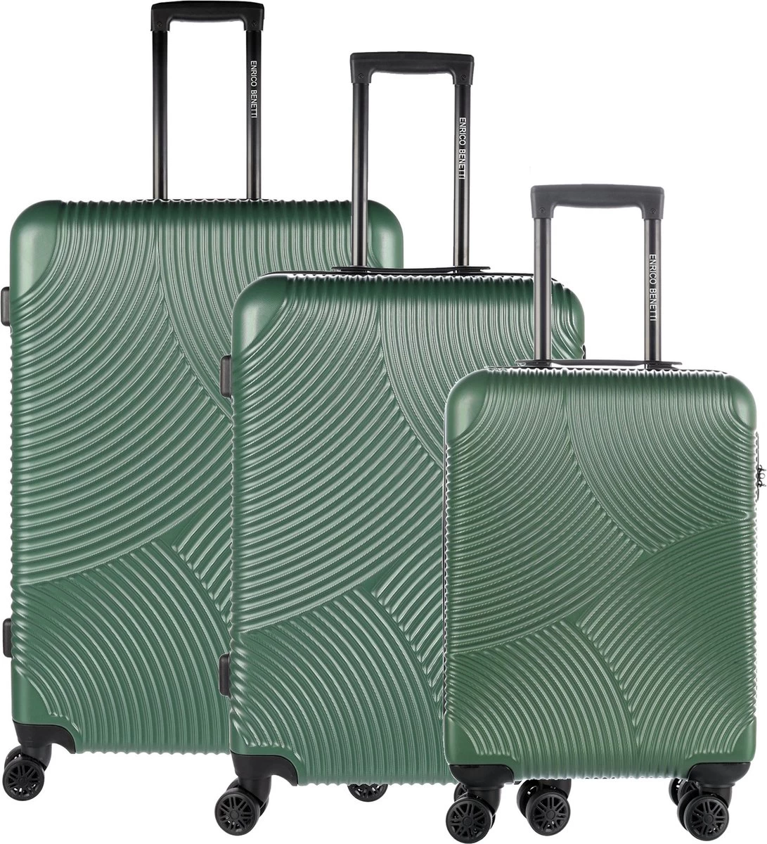 Enrico Benetti Louisville Driedelige Kofferset Hardcase - 39040 - Olijf 1 Enrico Benetti Louisville Driedelige Kofferset Hardcase - 39040 - Olijf