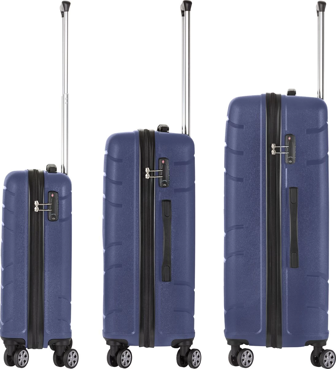 TravelZ Big Bars Kofferset - Trolleyset 3-delig Met TSA-slot - Blauw 4 TravelZ Big Bars Kofferset - Trolleyset 3-delig Met TSA-slot - Blauw - Afbeelding 4