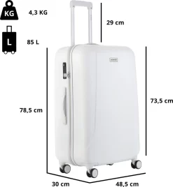 CarryOn Skyhopper Reiskoffer - 78cm TSA Trolley Met OKOBAN - Dubbele Wielen - Wit -Reisopslagwinkel 1108x1200