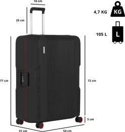 CarryOn Protector Luxe Grote Reiskoffer - Trolley 77cm Met TSA-klikslot - Ultrasterk - Zwart -Reisopslagwinkel 1134x1200 1
