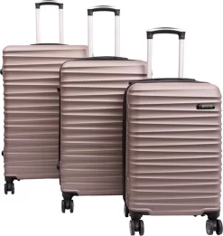 Tobeyz - Kofferset - 3-delig Lichtbruin Handbagage - Verrijdbaar Op 4 Wielen - Stevig ABS - Lichtgewicht, Trolley