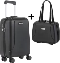 CarryOn Skyhopper Handbagage En Beautycase - 55cm TSA Trolley En Make-up Koffer - Zwart -Reisopslagwinkel 1149x1200