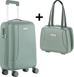 CarryOn Skyhopper Handbagage En Beautycase - 55cm TSA Trolley En Make-up Koffer - Olijf -Reisopslagwinkel 1157x1200 5