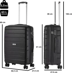 TravelZ Big Bars Reiskoffer 68 Cm Met Dubbele Wielen - Trolley Koffer Met TSA-slot - Zwart -Reisopslagwinkel 1183x1200 1