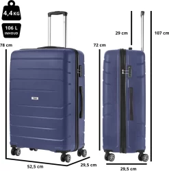 TravelZ Big Bars Reiskoffer 78 Cm Met Dubbele Wielen - Trolley Koffer Met TSA-slot - Blauw -Reisopslagwinkel 1186x1200 1