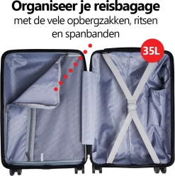 CabinMax Handbagage Koffer - Trolley 35L - Harde Reiskoffer - 55x35x20cm - Groot Capaciteit - Endless Sea -Reisopslagwinkel 1194x1200