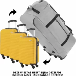 TravelZ Opvouwbare Wieltas | Reistas Op Wielen | 100 Liter | Verbeterd 2022 Model | Grijs -Reisopslagwinkel 1194x1200 3