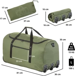 TravelZ Opvouwbare Wieltas | Reistas Op Wielen | 100 Liter | Verbeterd 2022 Model | Groen -Reisopslagwinkel 1196x1200 6