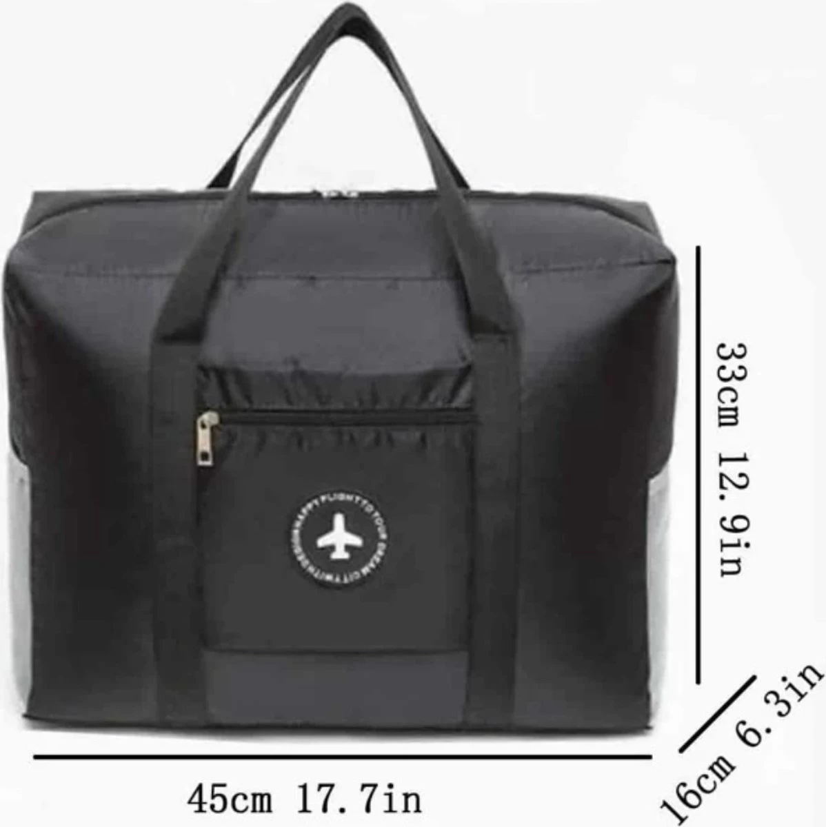 Merkloos Reistas - Handbagage Tas - Opvouwbaar - Zwart - Travelbag 2 Merkloos Reistas - Handbagage Tas - Opvouwbaar - Zwart - Travelbag - Afbeelding 2