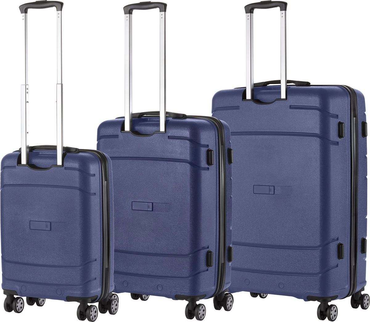 TravelZ Big Bars Kofferset - Trolleyset 3-delig Met TSA-slot - Blauw 2 TravelZ Big Bars Kofferset - Trolleyset 3-delig Met TSA-slot - Blauw - Afbeelding 2
