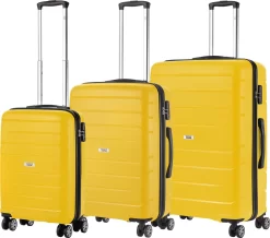 TravelZ Big Bars Kofferset - Trolleyset 3-delig Met TSA-slot - Geel