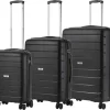 TravelZ Big Bars Kofferset - Trolleyset 3-delig Met TSA-slot - Zwart