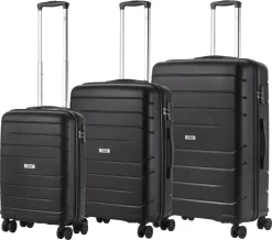 TravelZ Big Bars Kofferset - Trolleyset 3-delig Met TSA-slot - Zwart