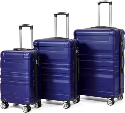 Merax 3-delig Kofferset Met TSA Slot - Trolleyset ABS 40L, 70L & 110 Liter - Blauw