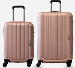 Reisopslagwinkel 22 ©TROLLEYZ - Bali No.22 - Kofferset 2 Delig - 55cm+78cm Met TSA Slot - Dubbele Wielen - 360° Spinners - 100% ABS - Reiskoffers In Cosmopolitan Pink