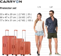CarryOn Protector Luxe 3-delige Kofferset - Trolleyset Met TSA-kliksloten - Terra -Reisopslagwinkel 1200x1107