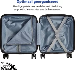 CabinMax Handbagage Koffer - Trolley 30L - Harde Reiskoffer - 45x36x20cm - Lichtgewicht - Groot Capaciteit - Endless Sea -Reisopslagwinkel 1200x1111 4