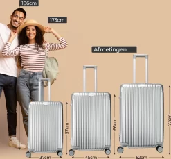 Royal Swiss - Reis Koffer - 56cm - Cijferslot- Lichtgewicht Koffer - 4 Wielen- Zilver -Reisopslagwinkel 1200x1114 19