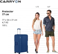 CarryOn Protector Luxe Grote Reiskoffer - Trolley 77cm Met TSA-klikslot - Ultrasterk - Blauw -Reisopslagwinkel 1200x1117 1
