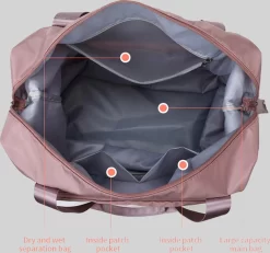 Merkloos Opvouwbare Handbagage Reistas – Opvouwbaar Tot 28 X 18 Cm – Roze -Reisopslagwinkel 1200x1123 5