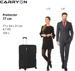 CarryOn Protector Luxe Grote Reiskoffer - Trolley 77cm Met TSA-klikslot - Ultrasterk - Zwart -Reisopslagwinkel 1200x1130 1