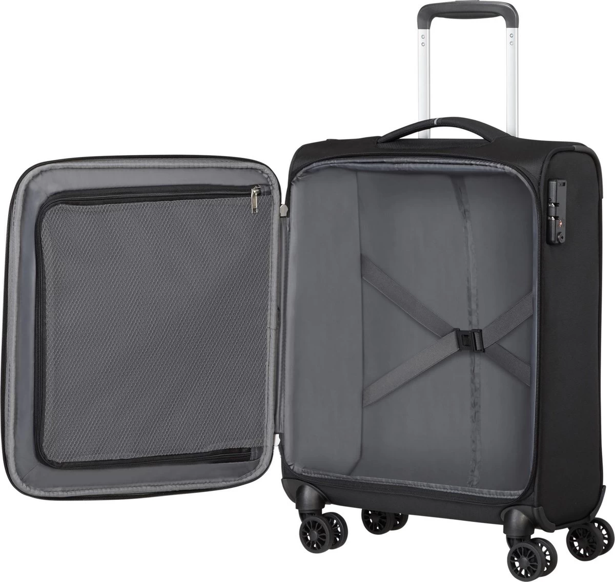 American Tourister Reiskoffer - Crosstrack Spinner 55/20 Tsa (Handbagage) Black/Grey 3 American Tourister Reiskoffer - Crosstrack Spinner 55/20 Tsa (Handbagage) Black/Grey - Afbeelding 3