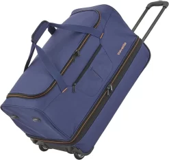 Travelite Basics Wheeled Duffle 55cm Expandable Navy/Orange -Reisopslagwinkel 1200x1139 2