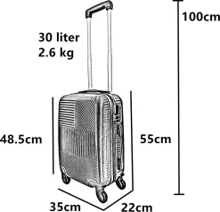 SB Travelbags Handbagage Koffer 55cm 4 Wielen Trolley - Blauw -Reisopslagwinkel 1200x1150