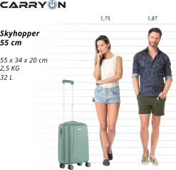 CarryOn Skyhopper Handbagage En Beautycase - 55cm TSA Trolley En Make-up Koffer - Olijf -Reisopslagwinkel 1200x1156