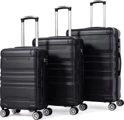 Merax 3-delig Kofferset Met TSA Slot - Trolleyset ABS 40L, 70L & 110 Liter - Zwart
