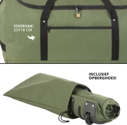 TravelZ Opvouwbare Wieltas | Reistas Op Wielen | 100 Liter | Verbeterd 2022 Model | Groen -Reisopslagwinkel 1200x1181