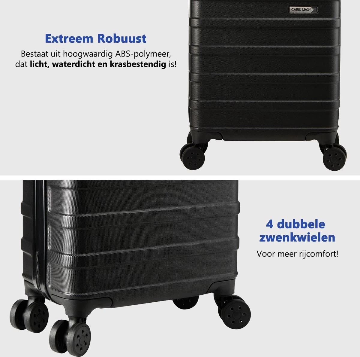 CabinMax Handbagage Koffer - Trolley 30L - Harde Reiskoffer - 45x36x20cm - Lichtgewicht - Groot Capaciteit - Zwart 6 CabinMax Handbagage Koffer - Trolley 30L - Harde Reiskoffer - 45x36x20cm - Lichtgewicht - Groot Capaciteit - Zwart - Afbeelding 6