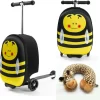 Rolkoffer Trolley Voor Kinderen | Geel | Trolley | Tas Kind | Bagagekoffer | Step Jongen | Vliegtuig Nekkussen | Step Met 3 Wielen | FDBW | Koffer Handbagage - 50 Kilo - Bouncy Box 40x20x25 Cm + Nekkussen Vliegtuig