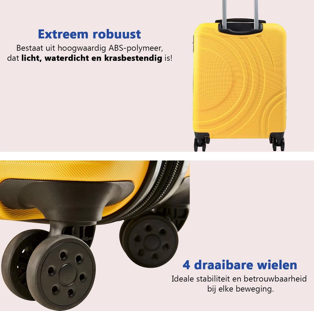CabinMax Velocity Handbagage Koffer - Uitbreidbaar Trolley 44L - Harde Reiskoffer - 55x40x20/25 Cm - Lichtgewicht - Groot Capaciteit - Geel 4 CabinMax Velocity Handbagage Koffer - Uitbreidbaar Trolley 44L - Harde Reiskoffer - 55x40x20/25 Cm - Lichtgewicht - Groot Capaciteit - Geel - Afbeelding 4