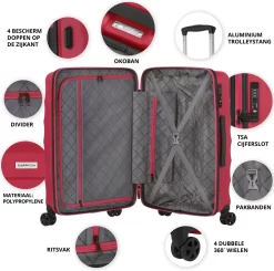 CarryOn Porter ® Reiskoffer - 66cm Trolley Met TSA-slot - OKOBAN Registratie - Rood 7 CarryOn Porter ® Reiskoffer - 66cm Trolley Met TSA-slot - OKOBAN Registratie - Rood -Reisopslagwinkel 1200x1191 6