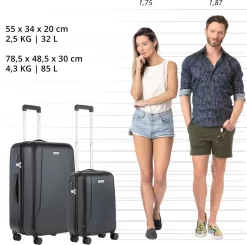 CarryOn Skyhopper Kofferset – TSA Handbagage + Reiskoffer 78cm – Dubbele Wielen - Zwart -Reisopslagwinkel 1200x1192 1