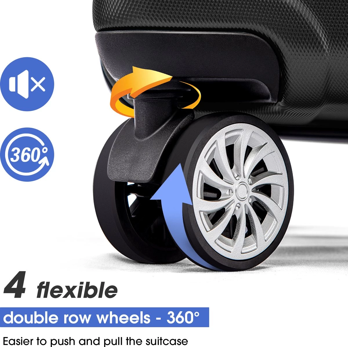 Merax 3-delig Kofferset Met TSA Slot - Trolleyset ABS 40L, 70L & 110 Liter - Zwart 4 Merax 3-delig Kofferset Met TSA Slot - Trolleyset ABS 40L, 70L & 110 Liter - Zwart - Afbeelding 4