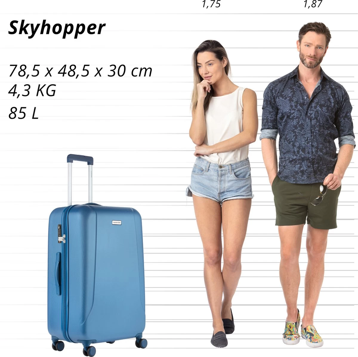 CarryOn Skyhopper Reiskoffer - 78cm TSA Trolley Met OKOBAN - Dubbele Wielen - Blauw 8 CarryOn Skyhopper Reiskoffer - 78cm TSA Trolley Met OKOBAN - Dubbele Wielen - Blauw - Afbeelding 8